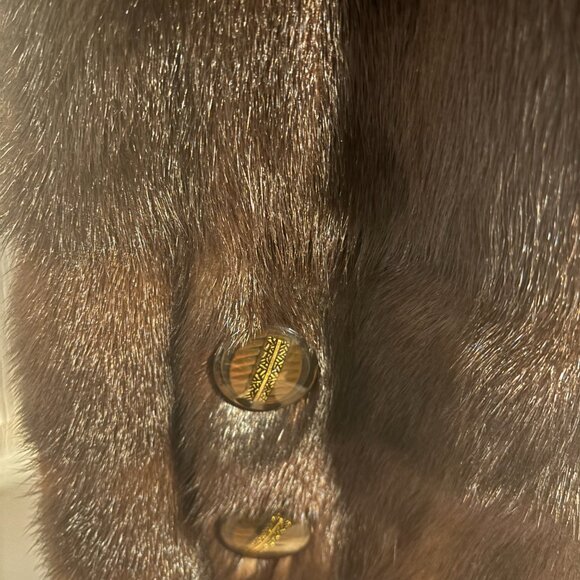 Genuine Dark Brown Mink Fur Coat — Made in Greece, Preowned, Excellent M/L - Picture 4 of 5
